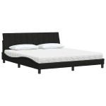 vidaXL Pat cu saltea, negru, 180x200 cm, catifea