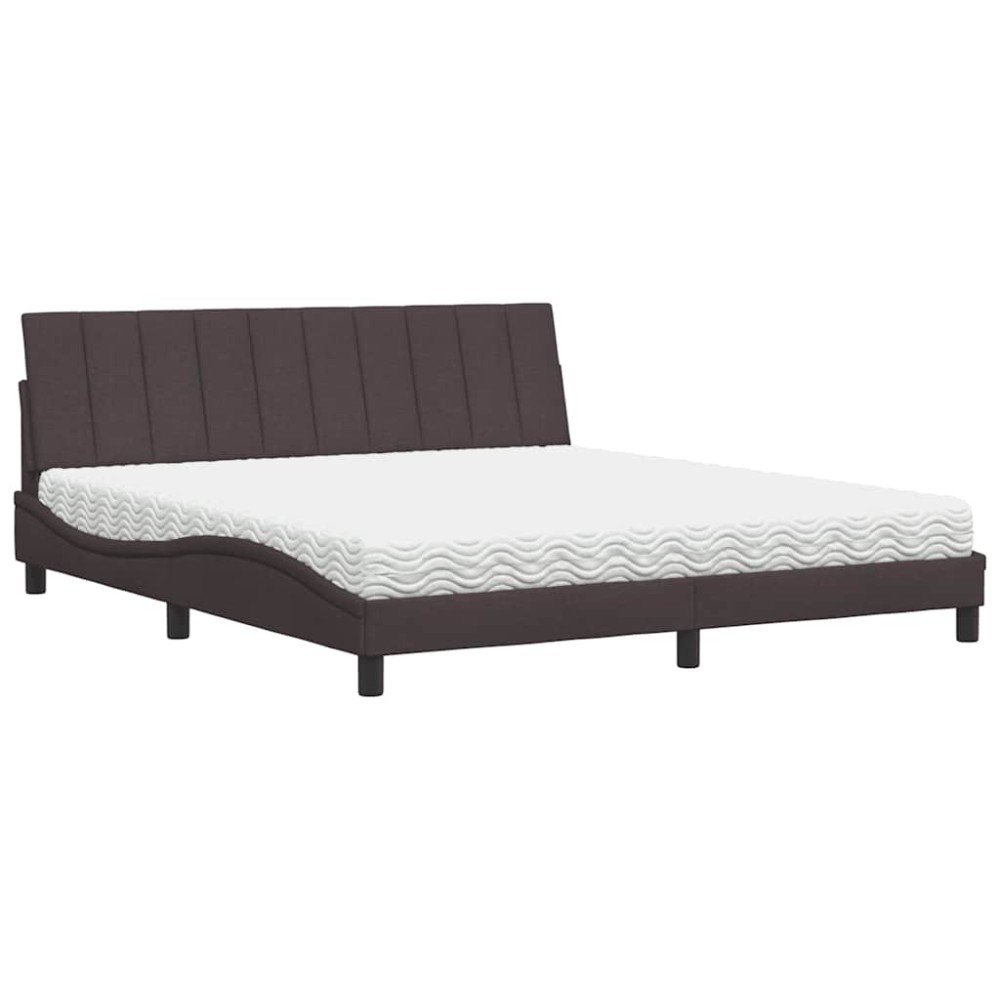 vidaXL Pat cu saltea maro închis 180x200cm material textil