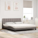 vidaXL Pat cu saltea, gri taupe, 180x200 cm, textil