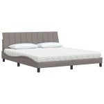 vidaXL Pat cu saltea, gri taupe, 180x200 cm, textil