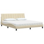 vidaXL Pat cu saltea, crem, 180x200 cm, textil