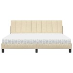 vidaXL Pat cu saltea, crem, 180x200 cm, textil