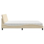 vidaXL Pat cu saltea, crem, 180x200 cm, textil