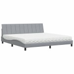 vidaXL Pat cu saltea, gri deschis, 200x200 cm, textil vidaXL Pat cu saltea, gri deschis, 200x200 cm, textil