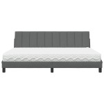vidaXL Pat cu saltea, Hanko, gri închis, 200x200 cm, textil