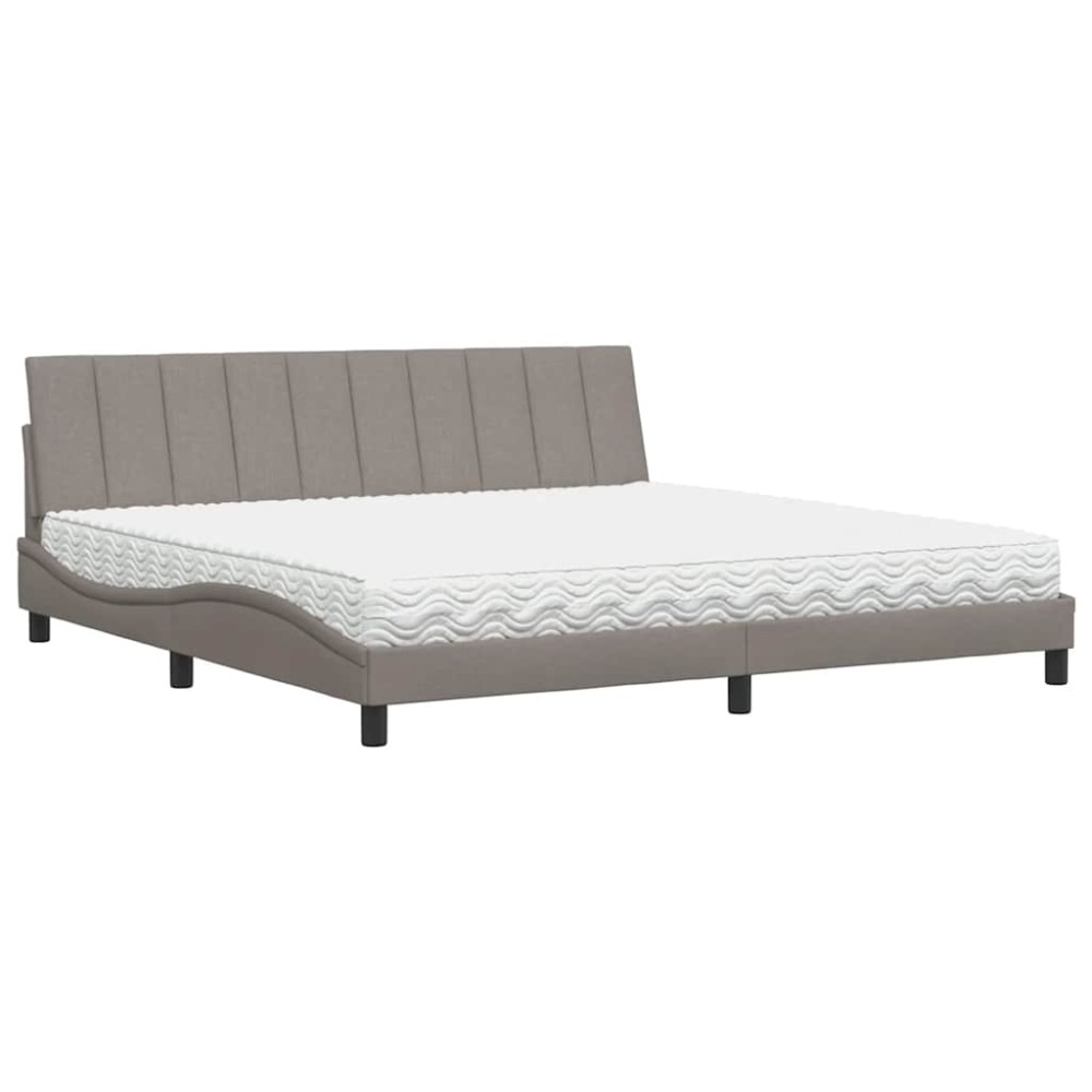 vidaXL Pat cu saltea, gri taupe, 200x200 cm, textil