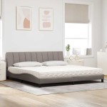 vidaXL Pat cu saltea, gri taupe, 200x200 cm, textil