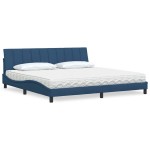 vidaXL Pat cu saltea, albastru, 200x200 cm, textil