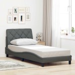 vidaXL Cadru de pat fără saltea, gri închis, 90x190 cm, textil vidaXL Cadru de pat fără saltea, gri închis, 90x190 cm, textil