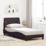 vidaXL Cadru de pat fără saltea, maro închis, 90x190 cm, textil vidaXL Cadru de pat fără saltea, maro închis, 90x190 cm, textil