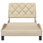 vidaXL Cadru de pat fără saltea cremă 90x190 cm țesătură vidaXL Cadru de pat fără saltea cremă 90x190 cm țesătură