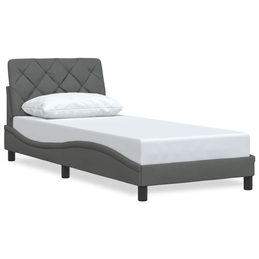vidaXL Cadru de pat fără saltea, gri închis, 90x200 cm, textil