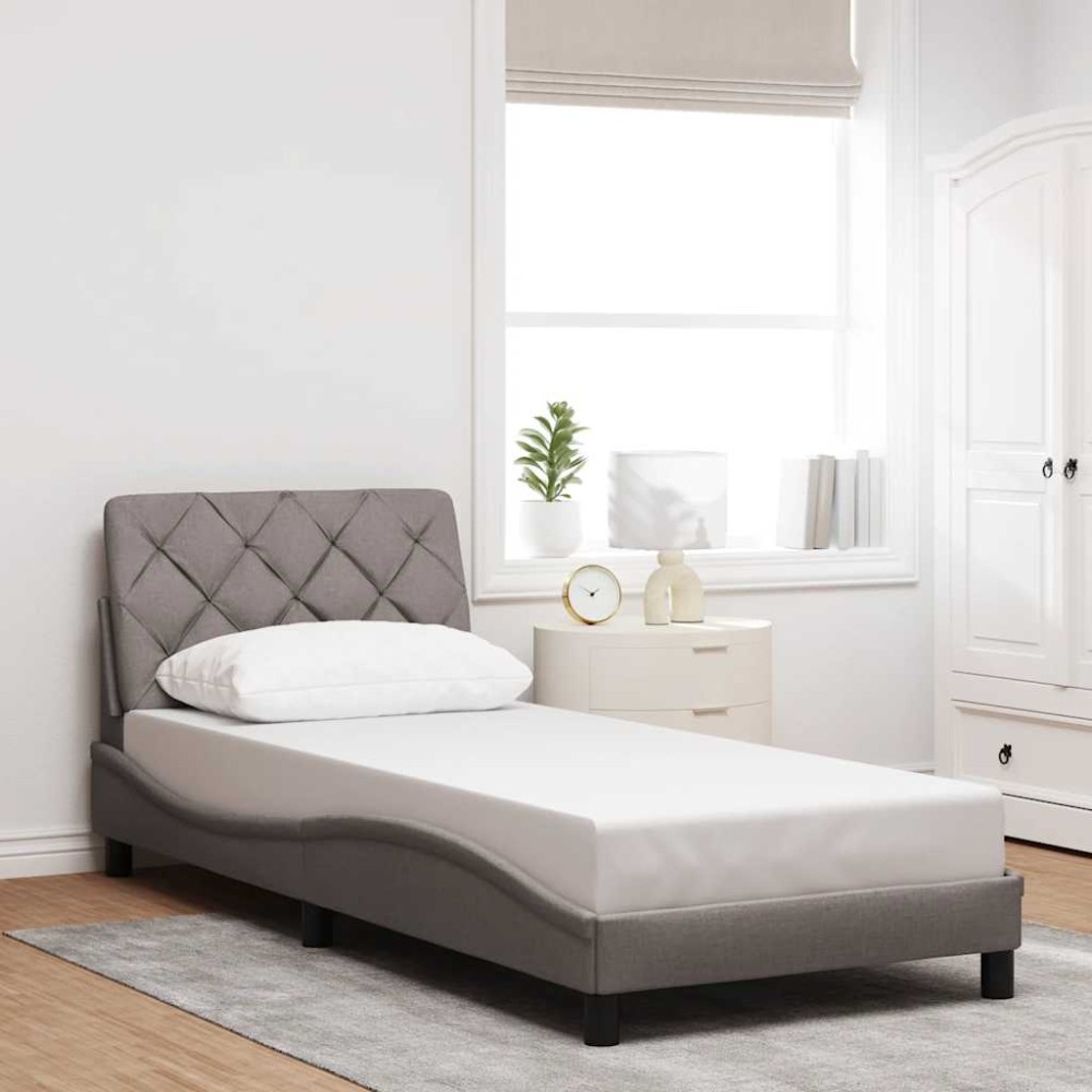 vidaXL Cadru de pat fără saltea Taupe 90x200 cm țesătură