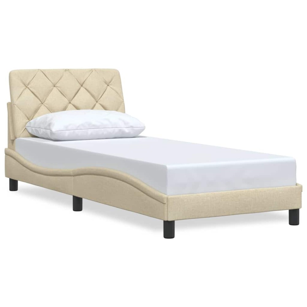 vidaXL Cadru de pat fără saltea cremă 90x200 cm țesătură