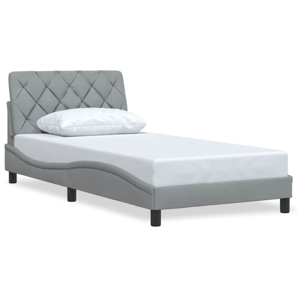 vidaXL Cadru de pat fără saltea, gri deschis, 100x200 cm, textil