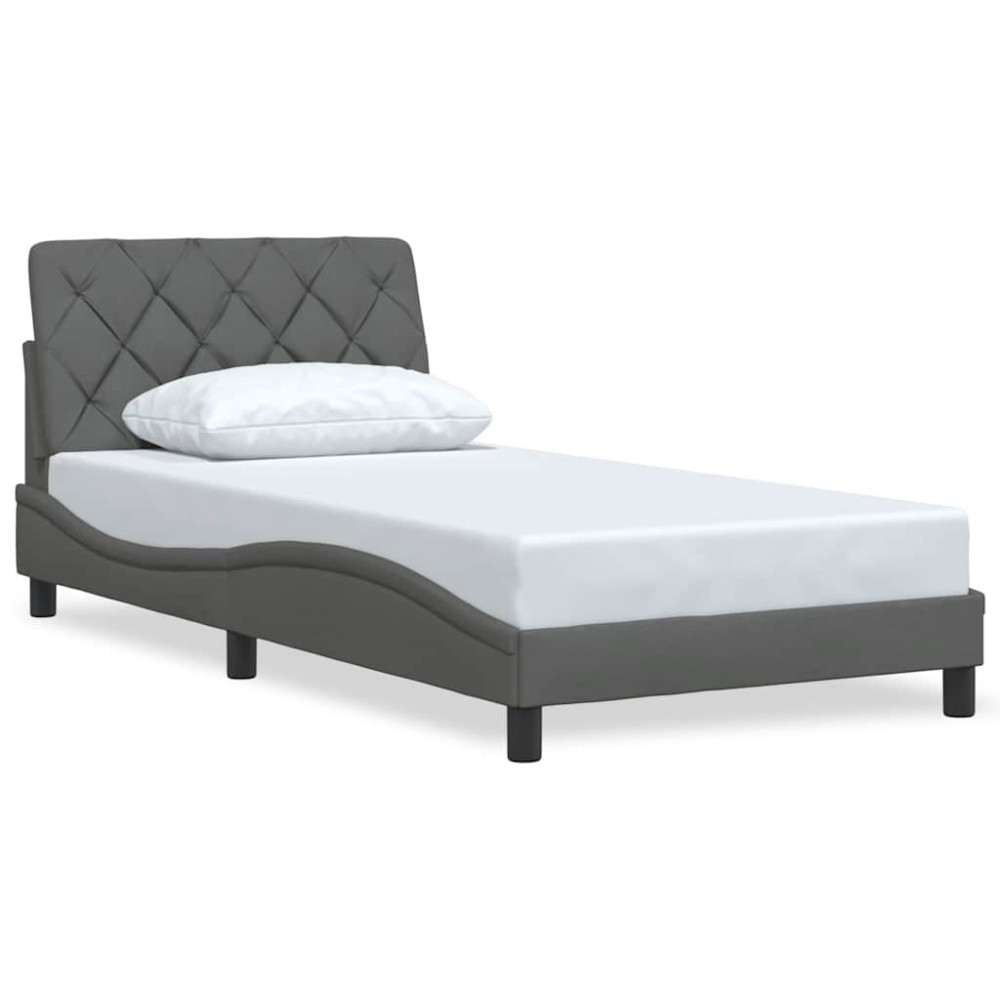 vidaXL Cadru de pat fără saltea, gri închis, 100x200 cm, textil