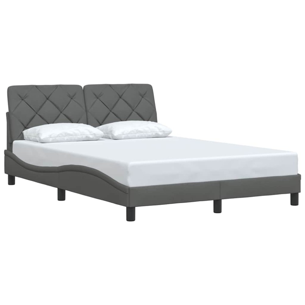 vidaXL Cadru de pat fără saltea, gri închis, 140x190 cm, textil
