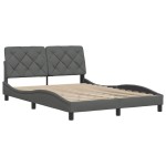 vidaXL Cadru de pat fără saltea, gri închis, 140x190 cm, textil