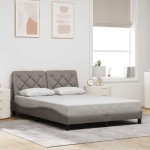 vidaXL Cadru de pat fără saltea, gri taupe, 140x190 cm, textil vidaXL Cadru de pat fără saltea, gri taupe, 140x190 cm, textil