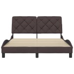 vidaXL Cadru de pat fără saltea, maro închis, 140x200 cm, textil vidaXL Cadru de pat fără saltea, maro închis, 140x200 cm, textil