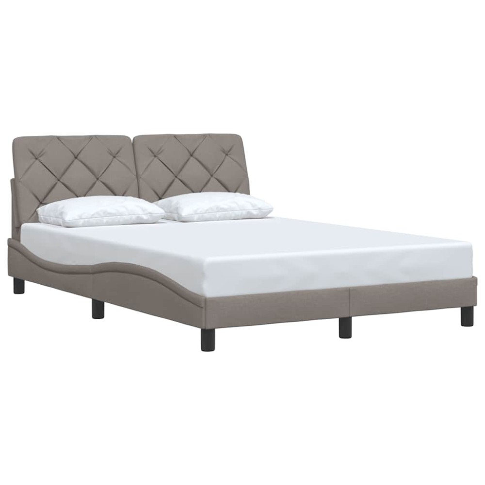 vidaXL Cadru de pat fără saltea, gri taupe, 140x200 cm, textil