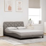 vidaXL Cadru de pat fără saltea, gri taupe, 140x200 cm, textil vidaXL Cadru de pat fără saltea, gri taupe, 140x200 cm, textil