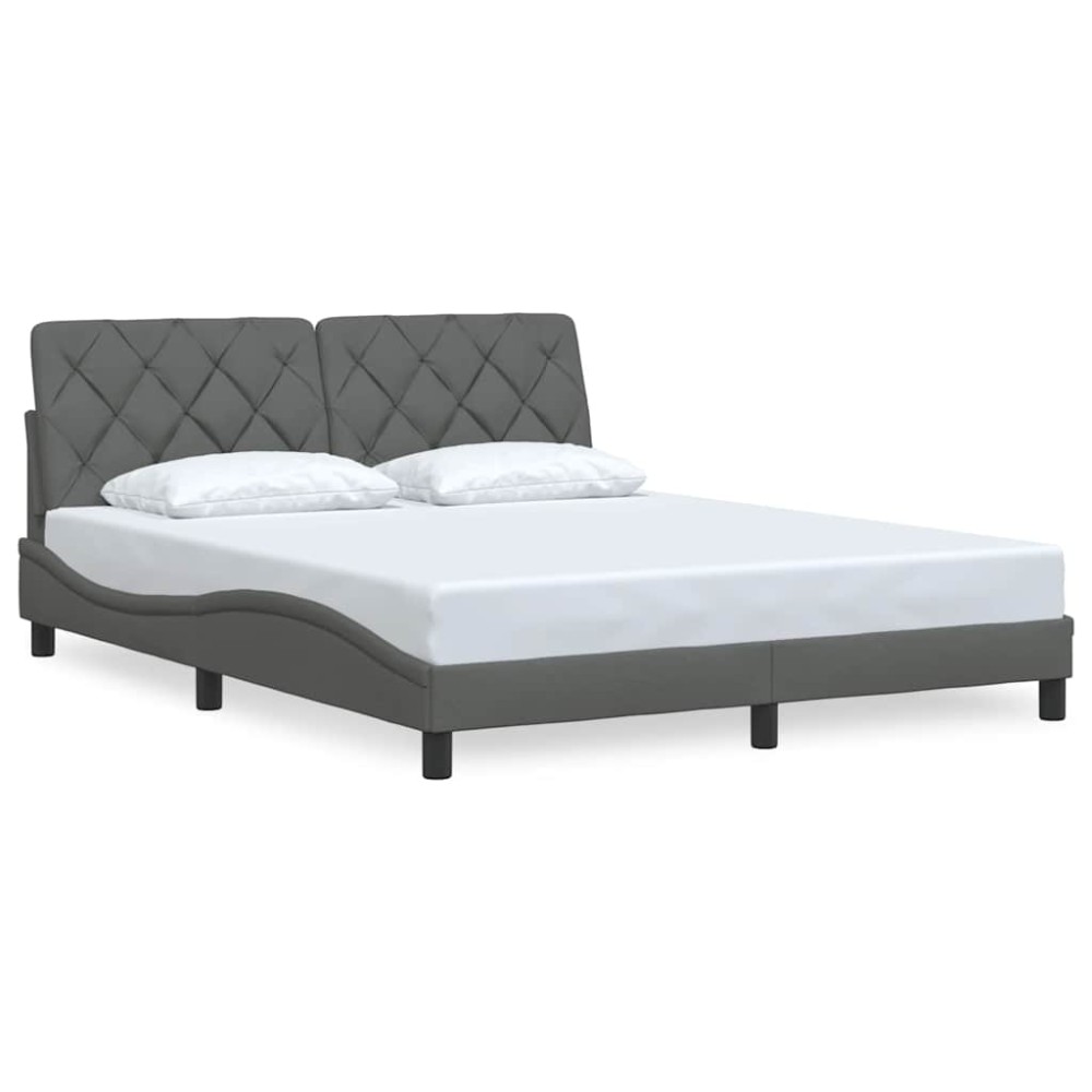 vidaXL Cadru de pat fără saltea, gri închis, 160x200 cm, textil