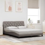 vidaXL Cadru de pat fără saltea, gri taupe, 160x200 cm, textil vidaXL Cadru de pat fără saltea, gri taupe, 160x200 cm, textil