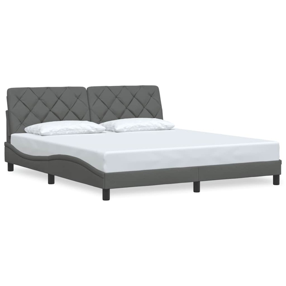 vidaXL Cadru de pat fără saltea, gri închis, 180x200 cm, textil