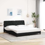 vidaXL Cadru de pat fără saltea, negru, 180x200 cm, textil vidaXL Cadru de pat fără saltea, negru, 180x200 cm, textil