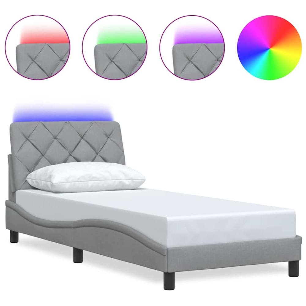 vidaXL Cadru de pat cu LED fără saltea Gri deschis 80x200 cm Material