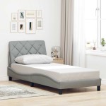 vidaXL Cadru de pat cu LED fără saltea Gri deschis 80x200 cm Material vidaXL Cadru de pat cu LED fără saltea Gri deschis 80x200 cm Material