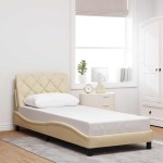 vidaXL Cadru de pat cu LED fără saltea cremă 80x200 cm țesătură vidaXL Cadru de pat cu LED fără saltea cremă 80x200 cm țesătură