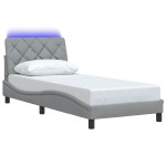 vidaXL Cadru de pat cu LED fără saltea Gri deschis 90x190 cm Material vidaXL Cadru de pat cu LED fără saltea Gri deschis 90x190 cm Material