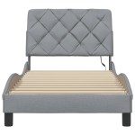 vidaXL Cadru de pat cu LED fără saltea Gri deschis 90x190 cm Material vidaXL Cadru de pat cu LED fără saltea Gri deschis 90x190 cm Material