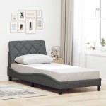 vidaXL Cadru de pat lumini LED fără saltea gri închis 90x190 cm textil vidaXL Cadru de pat lumini LED fără saltea gri închis 90x190 cm textil