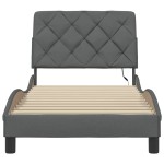 vidaXL Cadru de pat lumini LED fără saltea gri închis 90x190 cm textil vidaXL Cadru de pat lumini LED fără saltea gri închis 90x190 cm textil