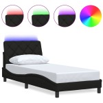 vidaXL Cadru de pat cu LED fără saltea țesătură neagră 90x190 cm