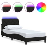 vidaXL Cadru de pat cu LED fără saltea țesătură neagră 90x200 cm