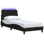 vidaXL Cadru de pat cu LED fără saltea țesătură neagră 90x200 cm