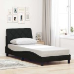 vidaXL Cadru de pat cu LED fără saltea țesătură neagră 90x200 cm