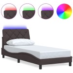 vidaXL Cadru de pat cu LED fără saltea țesătură maro închis 90x200 cm