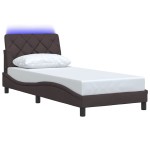 vidaXL Cadru de pat cu LED fără saltea țesătură maro închis 90x200 cm