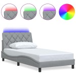 vidaXL Cadru de pat cu LED fără saltea Gri deschis 100x200 cm Material vidaXL Cadru de pat cu LED fără saltea Gri deschis 100x200 cm Material