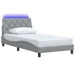 vidaXL Cadru de pat cu LED fără saltea Gri deschis 100x200 cm Material vidaXL Cadru de pat cu LED fără saltea Gri deschis 100x200 cm Material