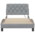 vidaXL Cadru de pat cu LED fără saltea Gri deschis 100x200 cm Material vidaXL Cadru de pat cu LED fără saltea Gri deschis 100x200 cm Material