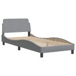 vidaXL Cadru de pat cu LED fără saltea Gri deschis 100x200 cm Material vidaXL Cadru de pat cu LED fără saltea Gri deschis 100x200 cm Material