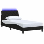 vidaXL Cadru de pat cu LED fără saltea Negru 100x200 cm Material