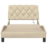 vidaXL Cadru de pat cu LED fără saltea cremă 100x200 cm țesătură vidaXL Cadru de pat cu LED fără saltea cremă 100x200 cm țesătură