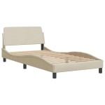 vidaXL Cadru de pat cu LED fără saltea cremă 100x200 cm țesătură vidaXL Cadru de pat cu LED fără saltea cremă 100x200 cm țesătură